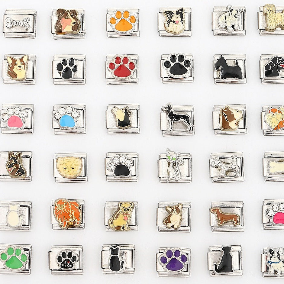 Wholesale Stylish Italian Style Dog Paw Modular Bracelet Stainless Steel Electroplated Fashion Accessory For Gift And Resale