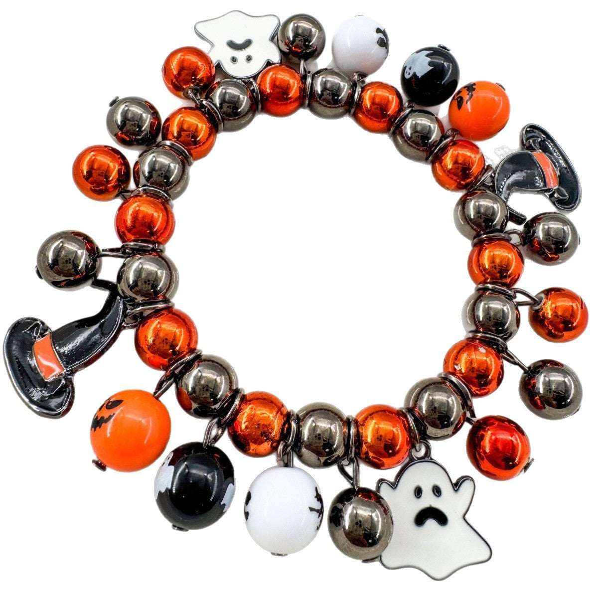 Wholesale  Funny Pumpkin Ghost Magic Hat Pendant Beaded Elastic Bracelet