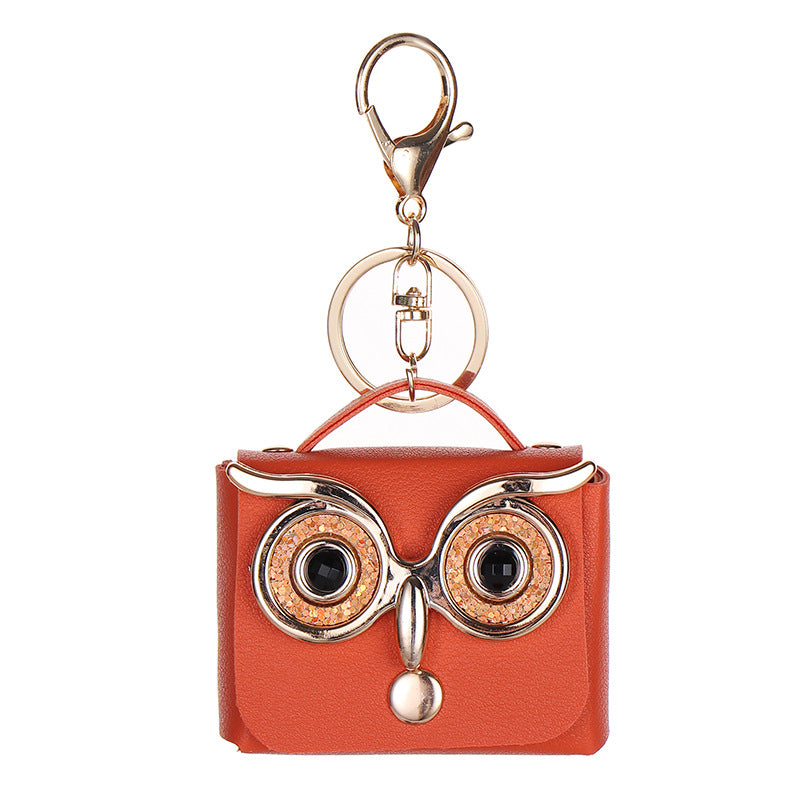 Wholesale Trendy Owl Faux Leather Coin Purse With Keychain Cute Earphone Bag For Women Boutique Resale Accessory