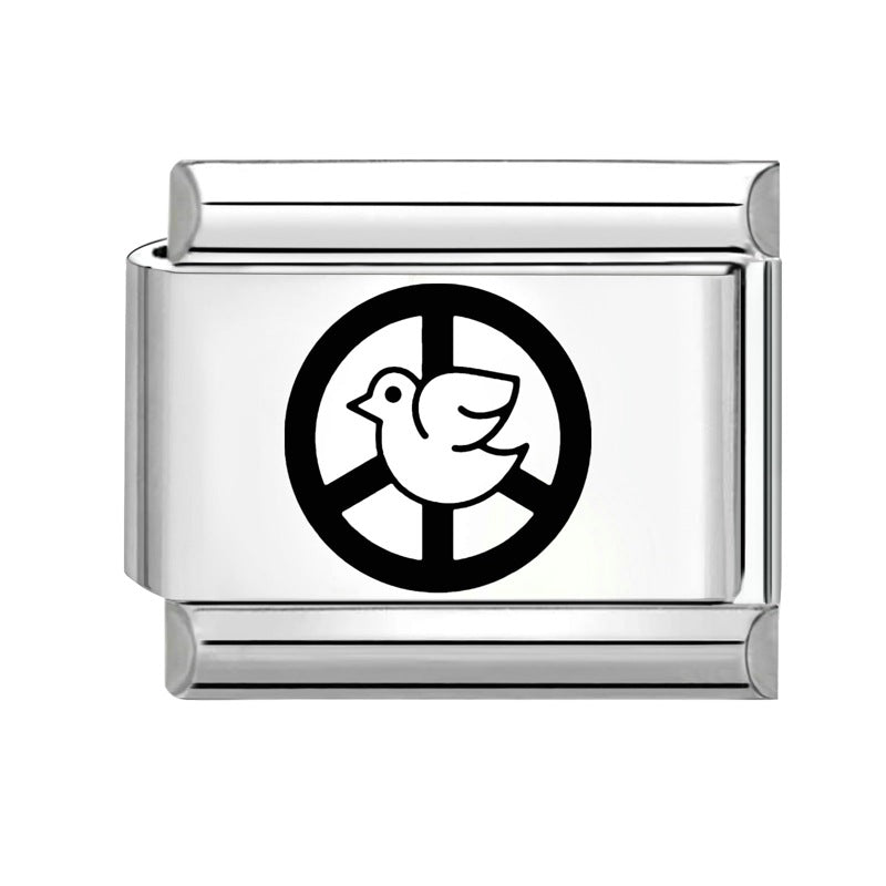 Wholesale Italian modular bracelet 9mm DIY splicing detachable stainless steel cartoon engraving combinable bracelet