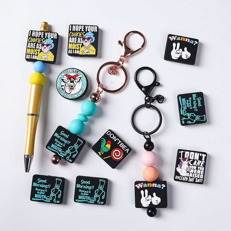 Wholesale 20pcs  drop glue letter Focal Beads DIY Bead Accessories