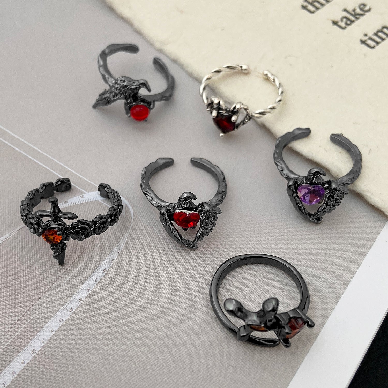 Wholesale Geometric Punk Style Ring with Diamond Pattern - Fashion Accessory for Everyday or Gift