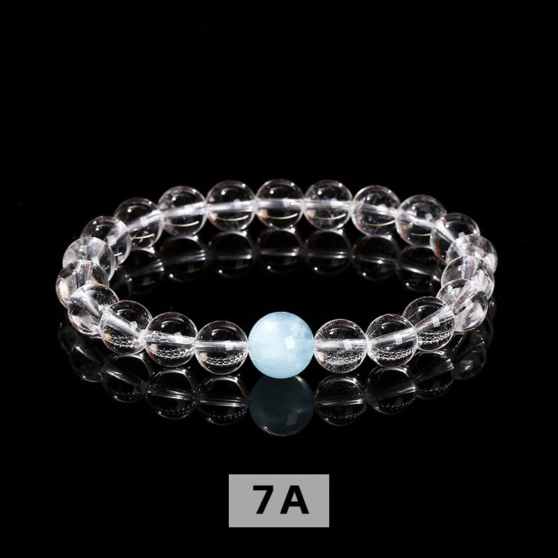 Wholesale Natural White Crystal Aquamarine Top Bead Bracelet