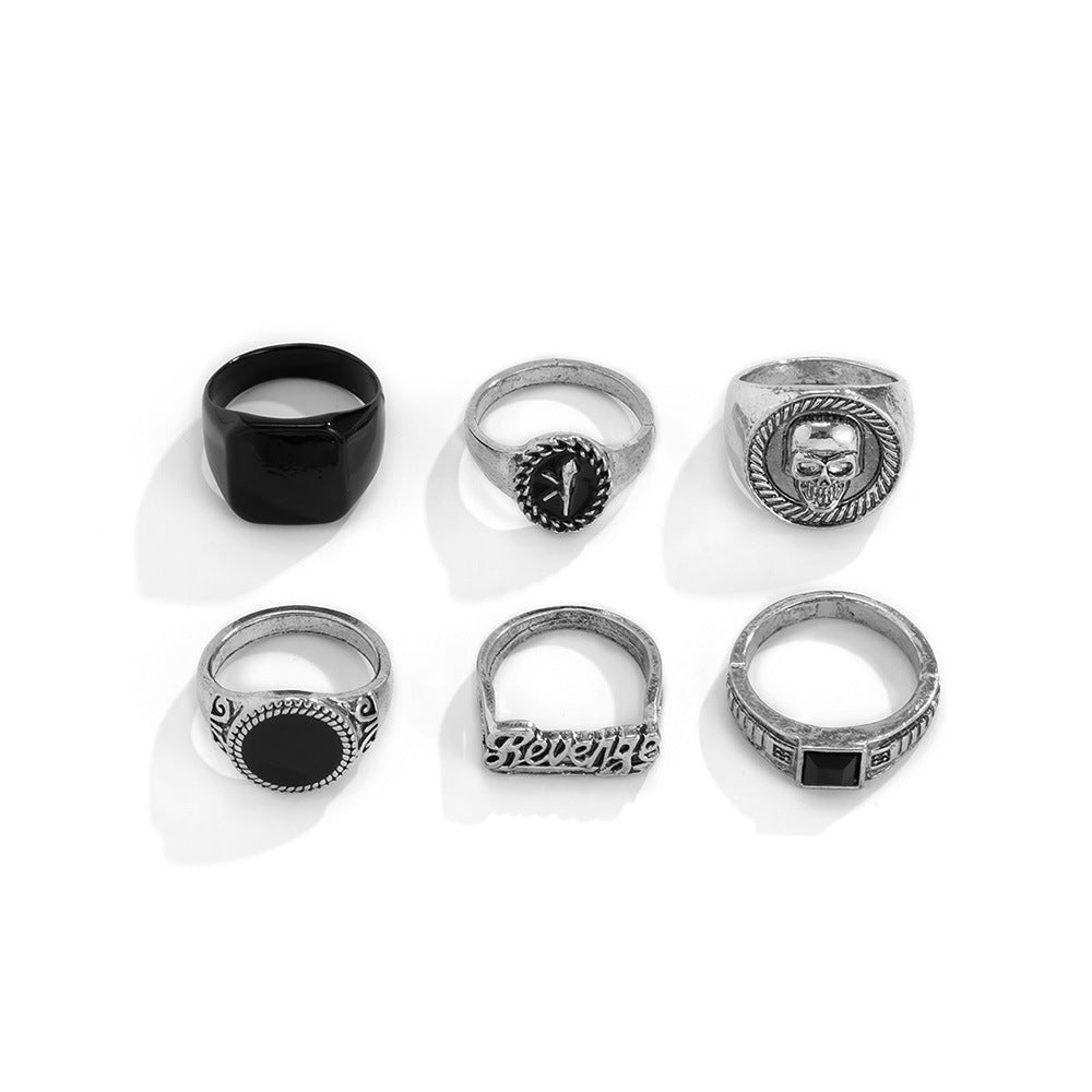 Wholesale 6pcs Geometric Crystal Ring Men’s Rings ACC-RS-zhiyu001
