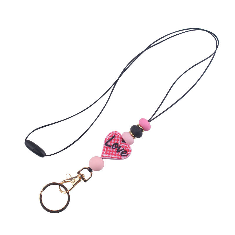Wholesale  Cartoon Valentine's Day Love Silicone Creative DIY Beaded Pendant Necklace