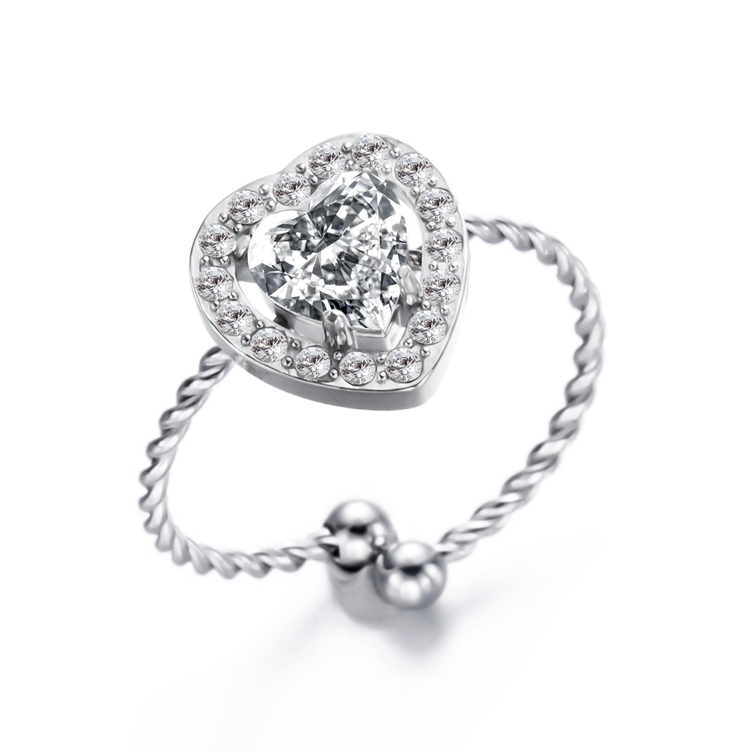 Wholesale Stainless Steel Square Dot Diamond Adjustable Ring