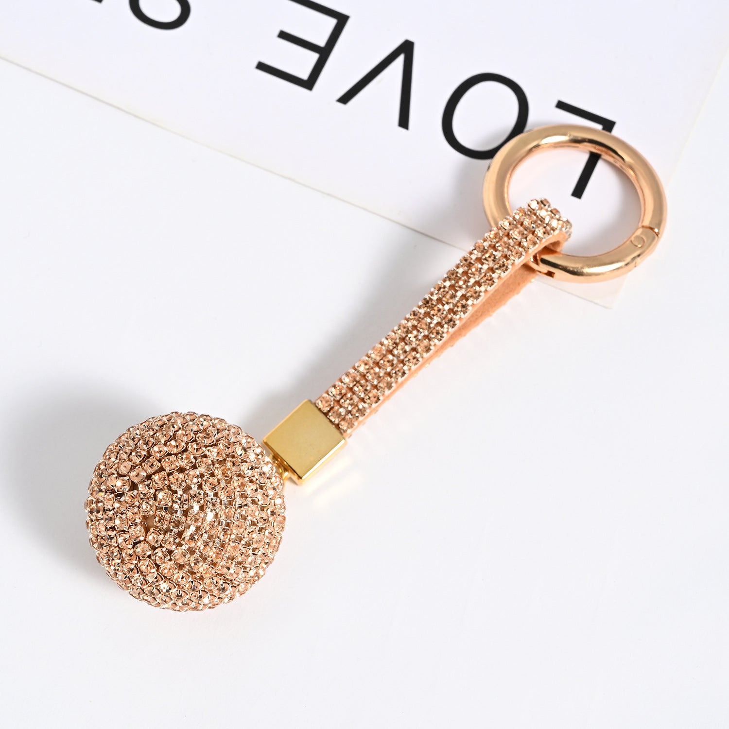 Wholesale PU Rhinestone Claw Chain Ball Keychain