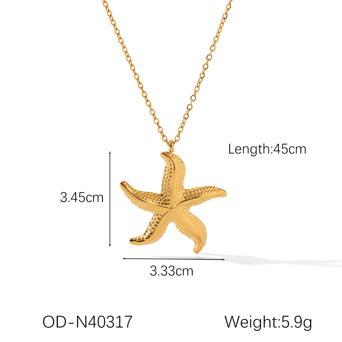 Wholesale  Ocean Style Clavicle Chain Starfish Titanium Steel Pendant Necklace
