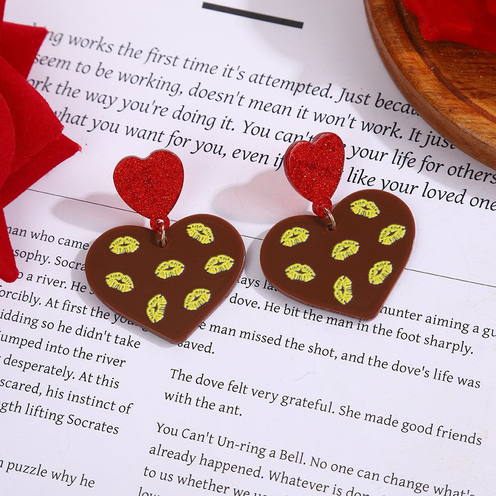 Wholesale Acrylic Valentine's Day Heart Earrings