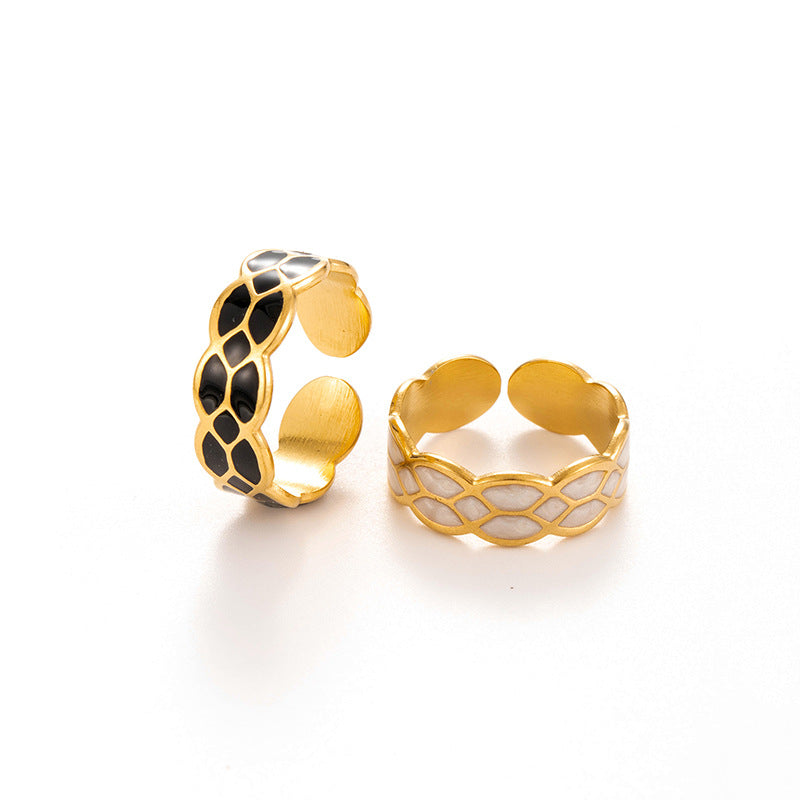 Wholesale  versatile diamond-shaped titanium steel oil dripping opening adjustable ring