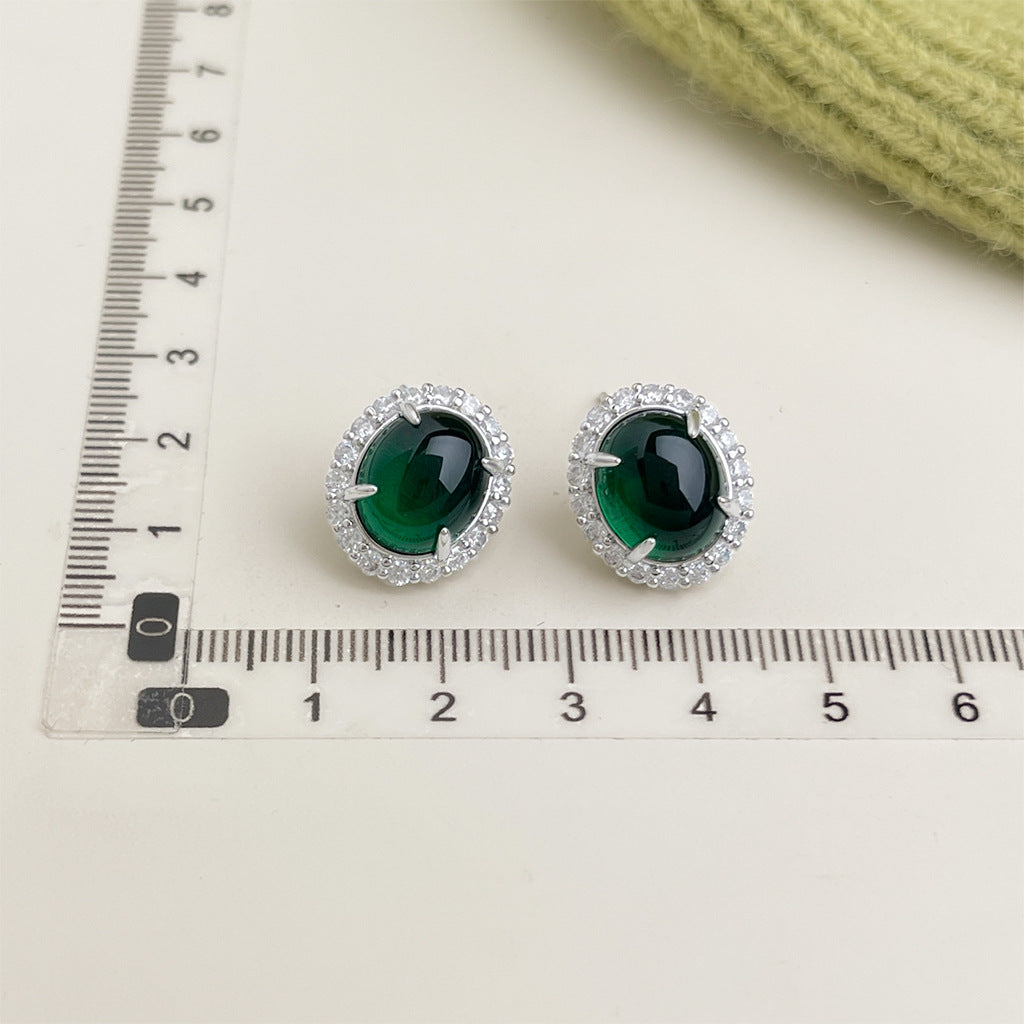 Wholesale Retro Green Oil Drop Flower Earrings