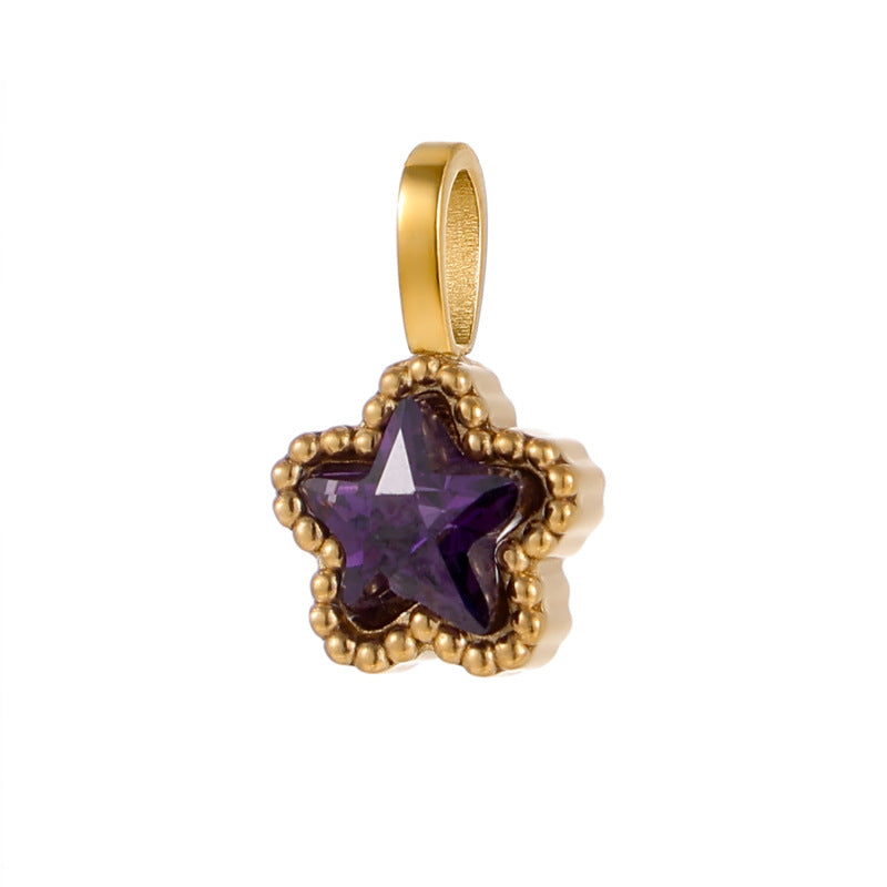 Wholesale Stainless steel with diamond zircon DIY star love water drop round pendant