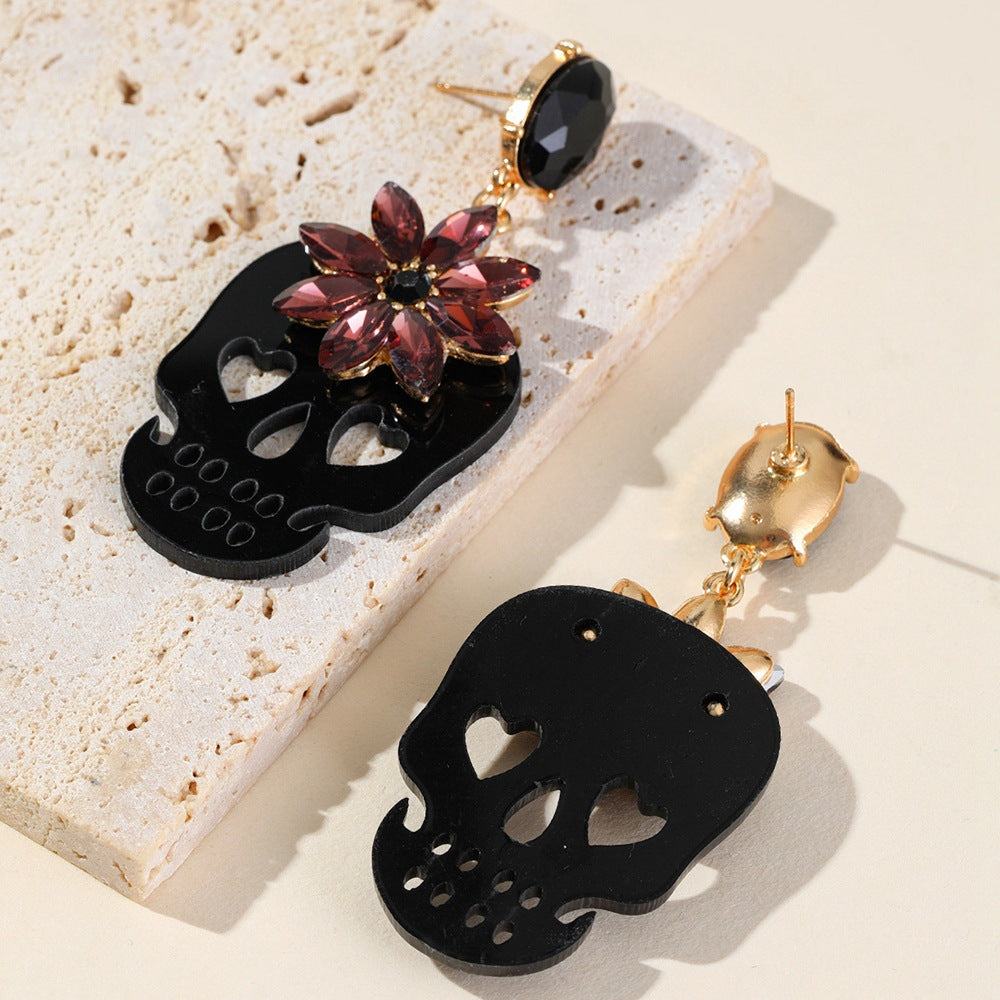 Wholesale Rhinestone Skull Earrings for Women – Trendy Fashion Accessory Gift Idea
