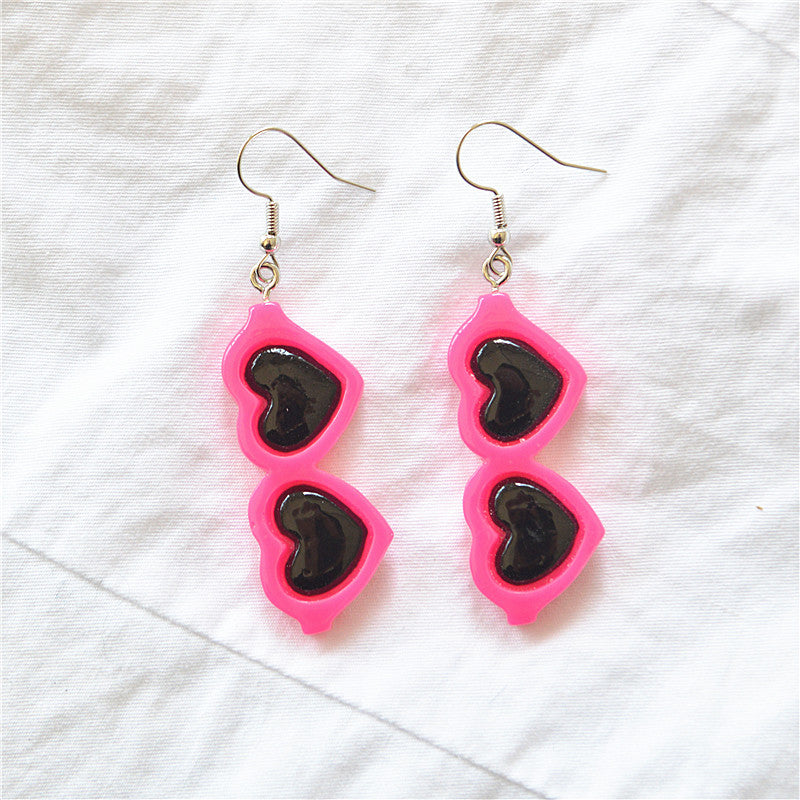 Wholesale Pink Earrings Creative Love Glasses Cartoon Acrylic Earrings ACC-ES-XN020