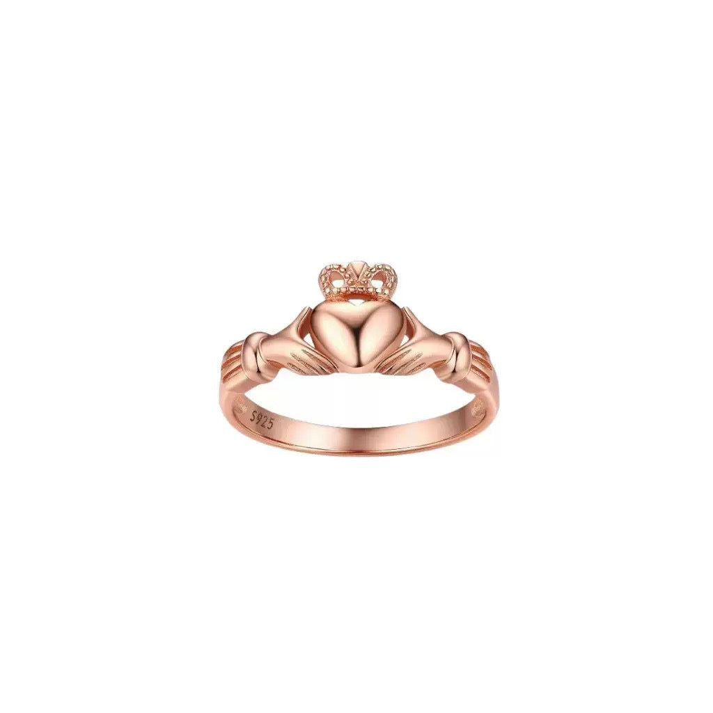 Wholesale S925 Silver Open Ring Crown Heart Design White Gold Tone Fashion Accessory Everyday Wear Gift