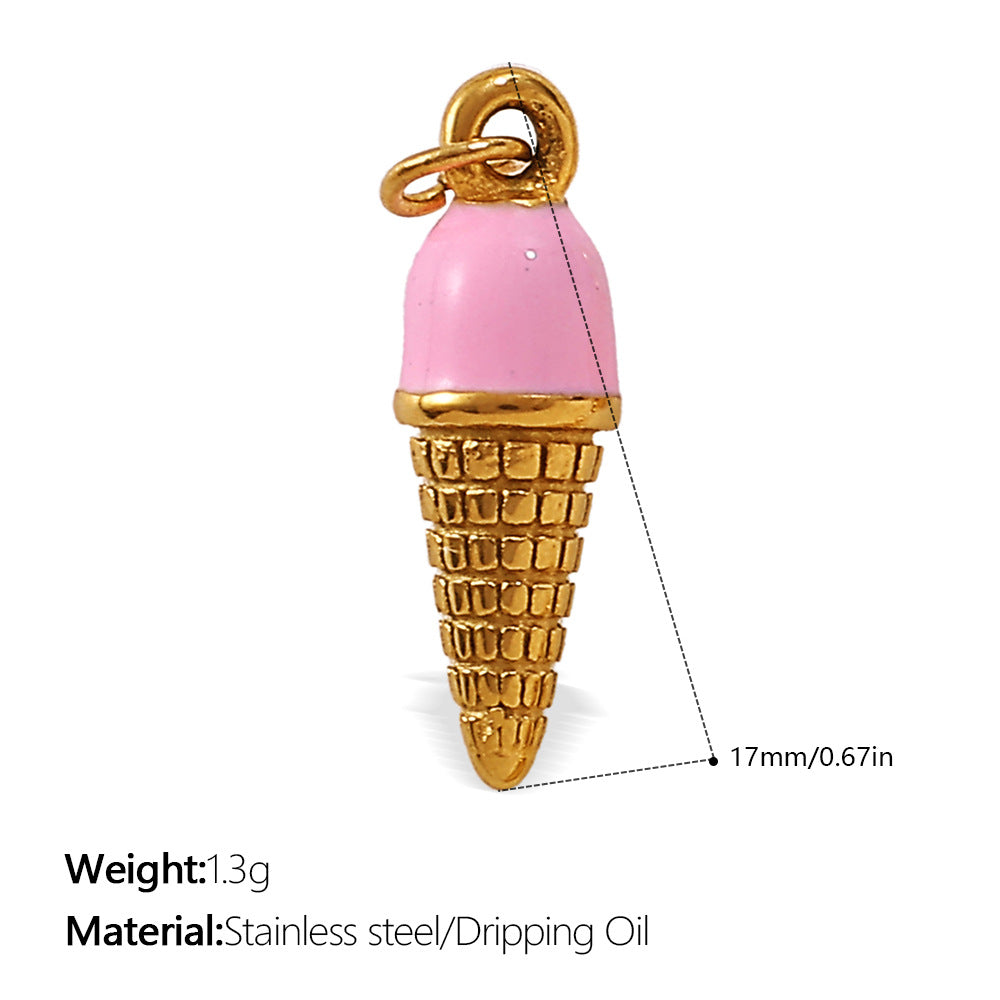 Wholesale  Food Series Ice Cream Donut Cake Titanium Steel Pendant DIY Necklace Bracelet Jewelry Accessories Cute