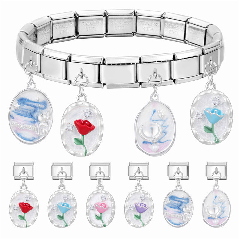 Wholesale Italian Charm Bracelet 9mm DIY Splicing Creative Pendant Stainless Steel Composable Bracelet