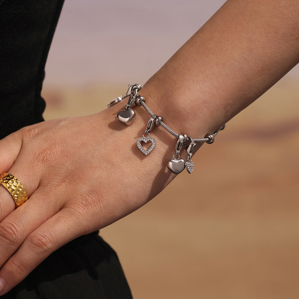 Wholesale Stainless Steel  Love Zircon DIY Multi-accessory Bracelet