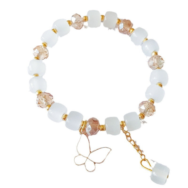 Wholesale Glass Crystal Butterfly Bracelet,  Handmade Barrel Beads Fashion Accessory for Women