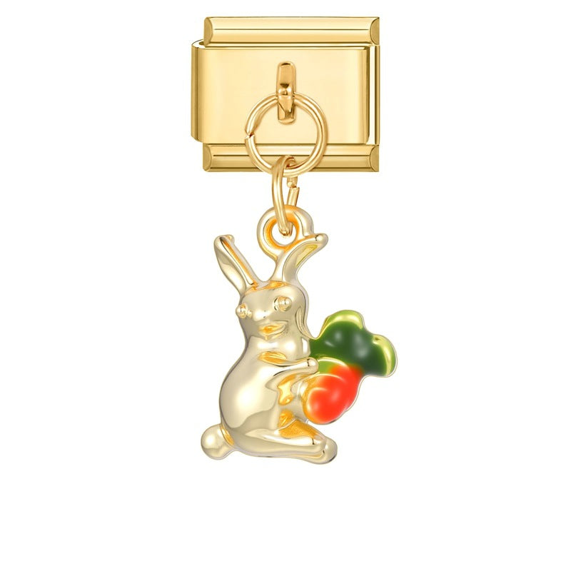 Wholesale Italian Charm Bracelet 9mm DIY Splicing Colored Gold Pendant Stainless Steel Composable Bracelet