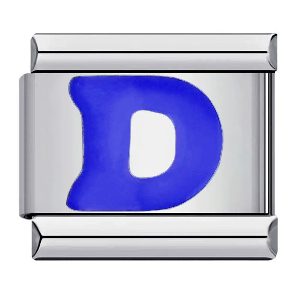 Wholesale Italian Charm Bracelet 9mm DIY blue English initials Creative Stainless Steel Composable Bracelet