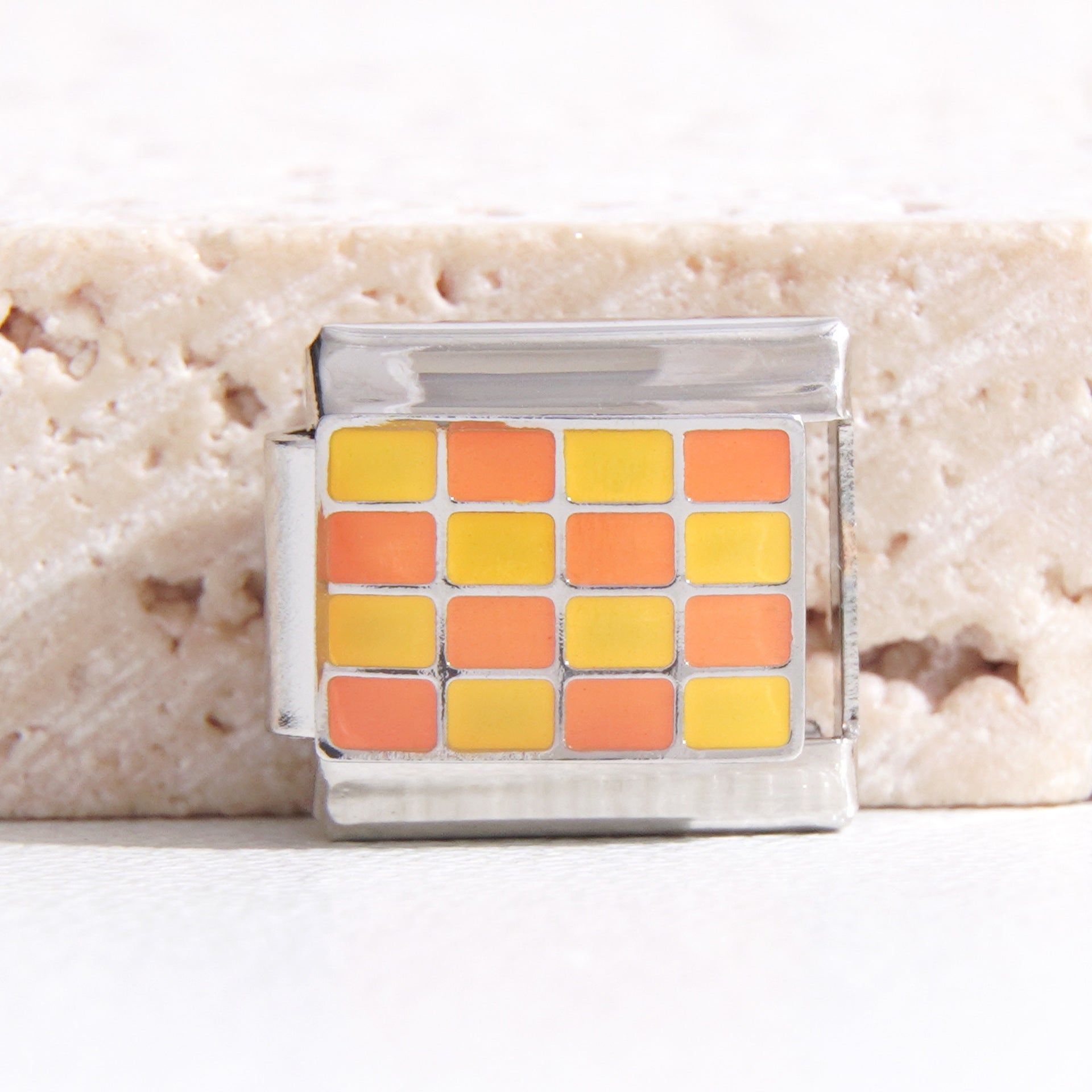 Wholesale Italian Charm Bracelet 9mm DIY Splicing Checkerboard Series Stainless Steel Composable Bracele