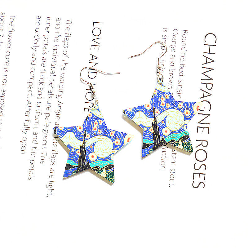 Wholesale Starry Sky Painting Element Earrings Acrylic Earrings ACC-ES-XN012