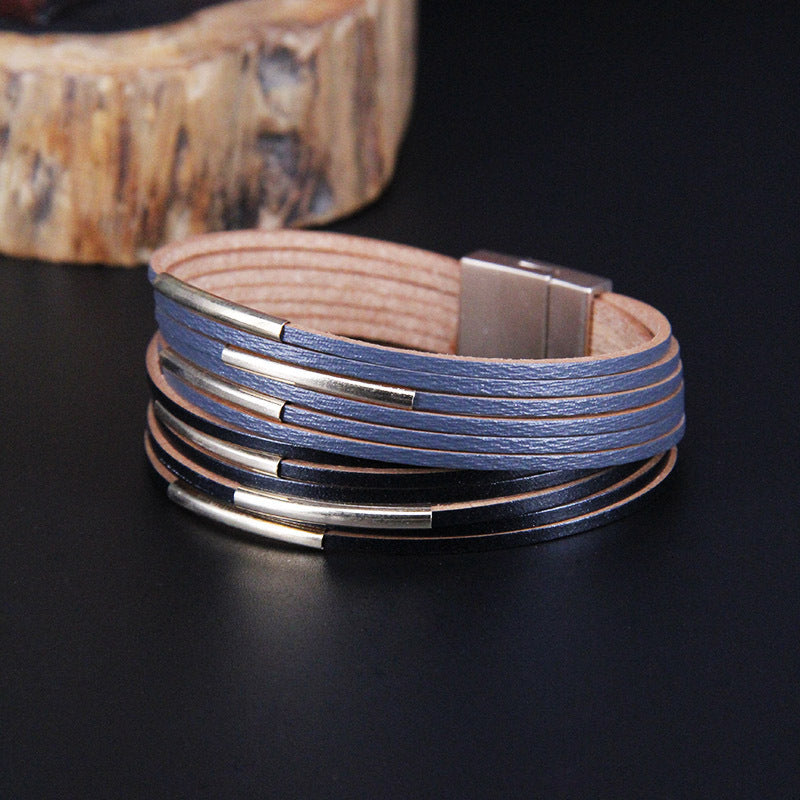 Wholesale multi-layer woven leather bracelet