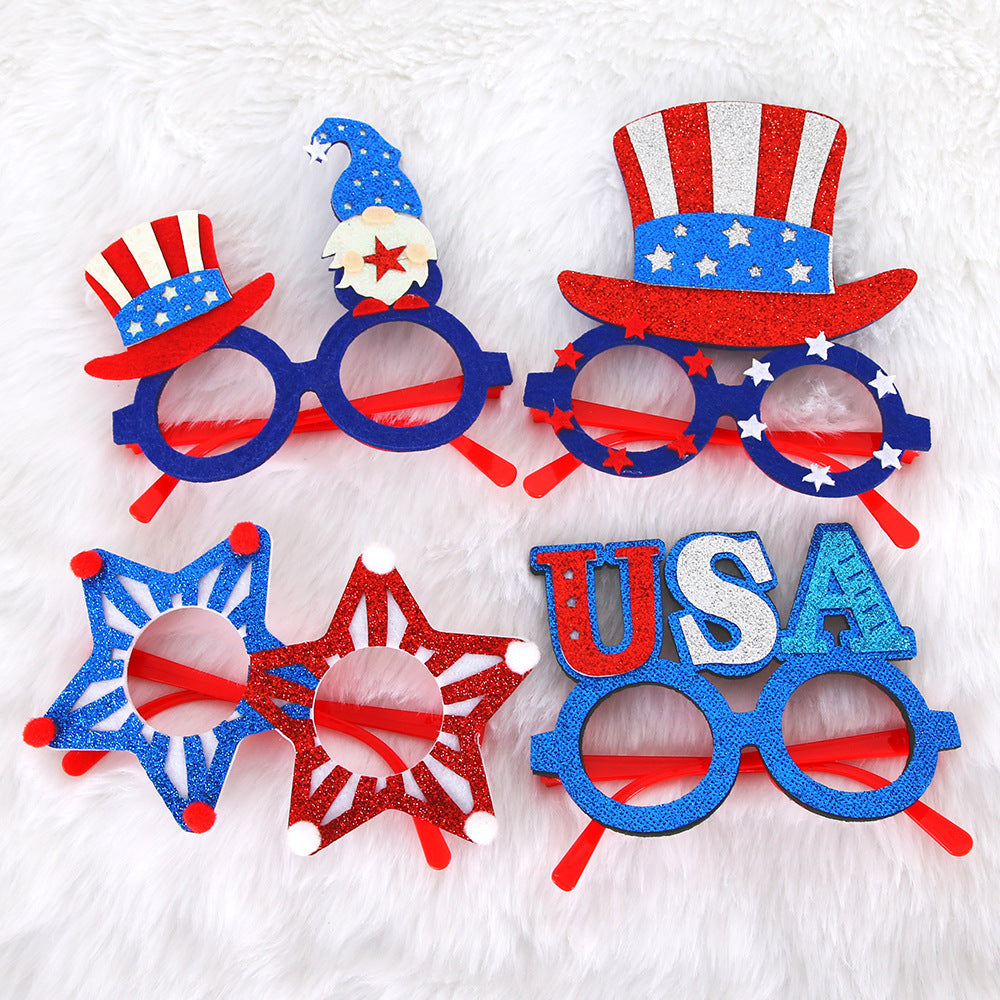 Wholesale  Independence Day Five-pointed Star Glasses Decoration