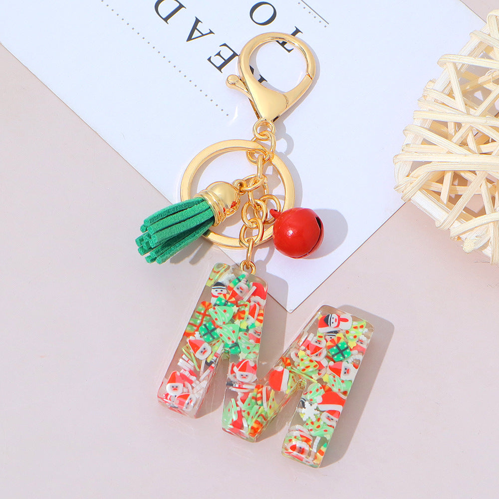 Wholesale Resin English Letter Keychain with Tassel Festive Holiday Party Bag Charm