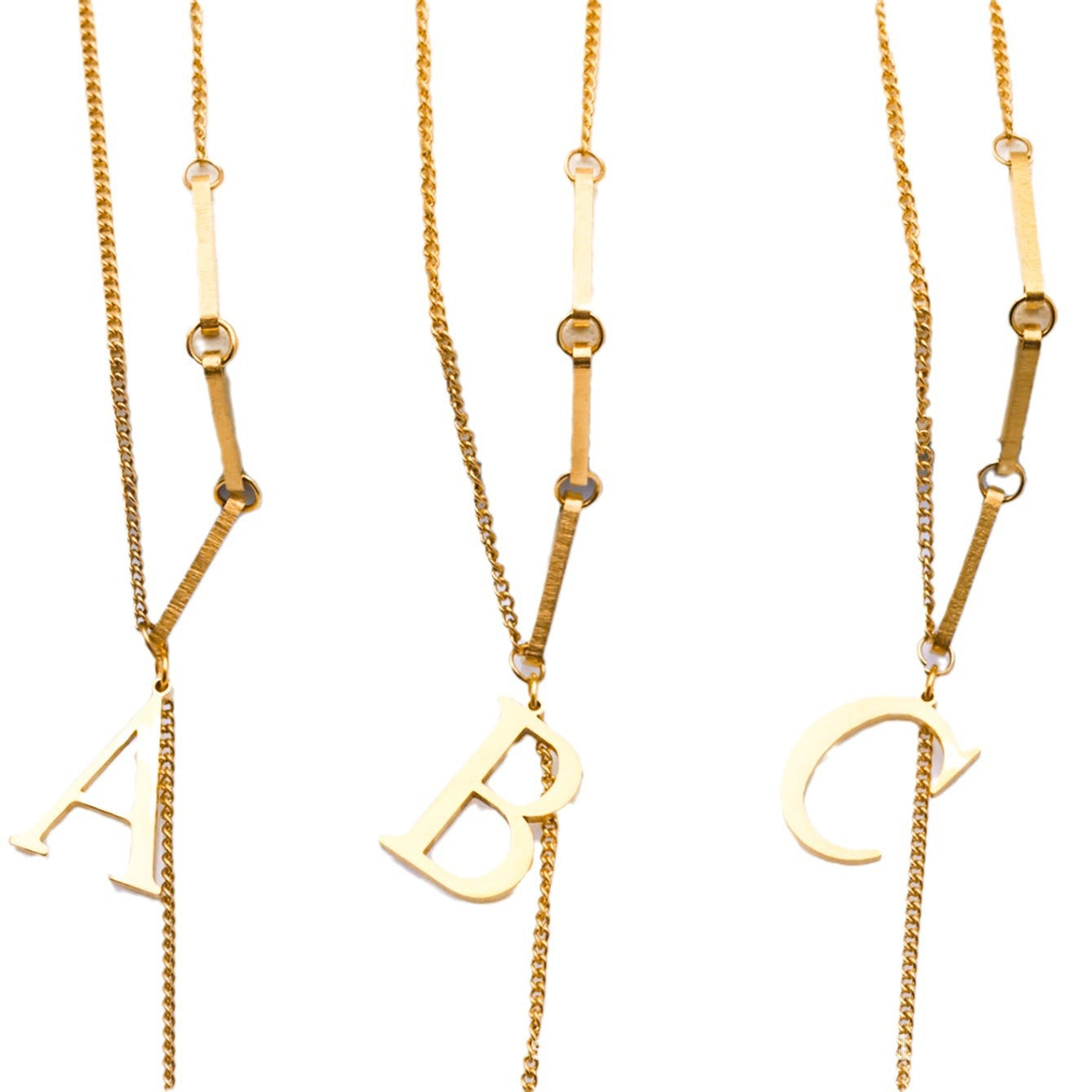 Wholesale small square 26 letter D titanium steel necklace