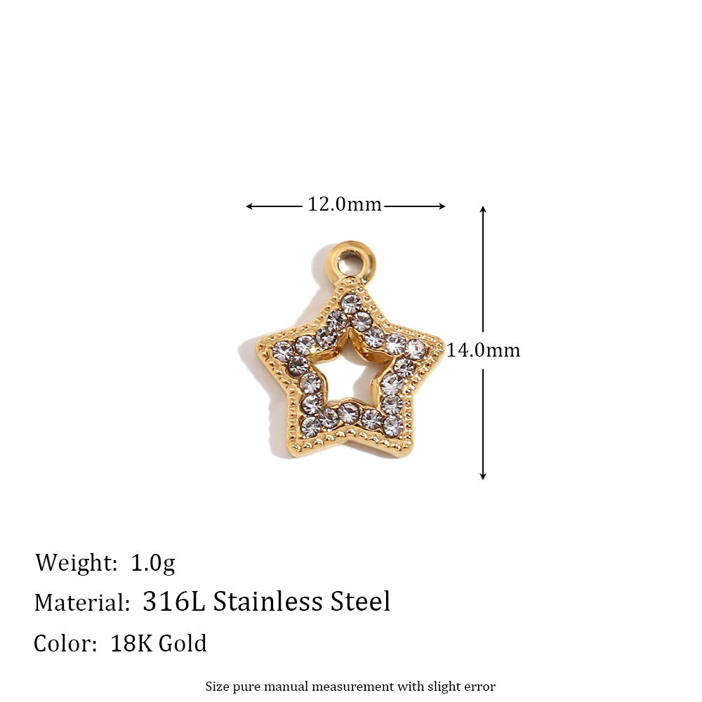 Wholesale Mini Simple Stainless Steel Pendant 18K Gold Plated Pendant Micro-inlaid Color Diamond Heart Shaped Geometric Pendant ACC-PT-MengJ001