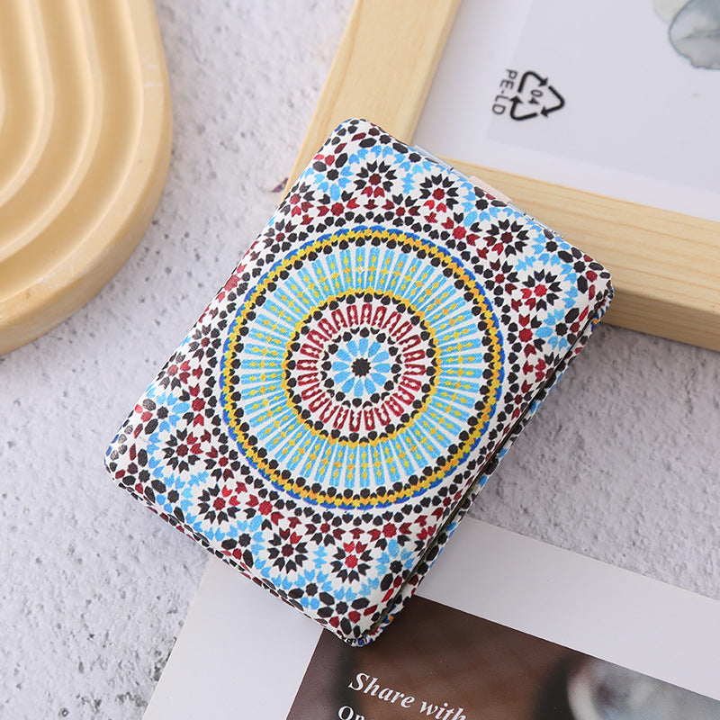 Wholesale Bohemian Style Folding Rectangular Portable Double-sided Pu Bread Mirror ACC-MR-Haic004