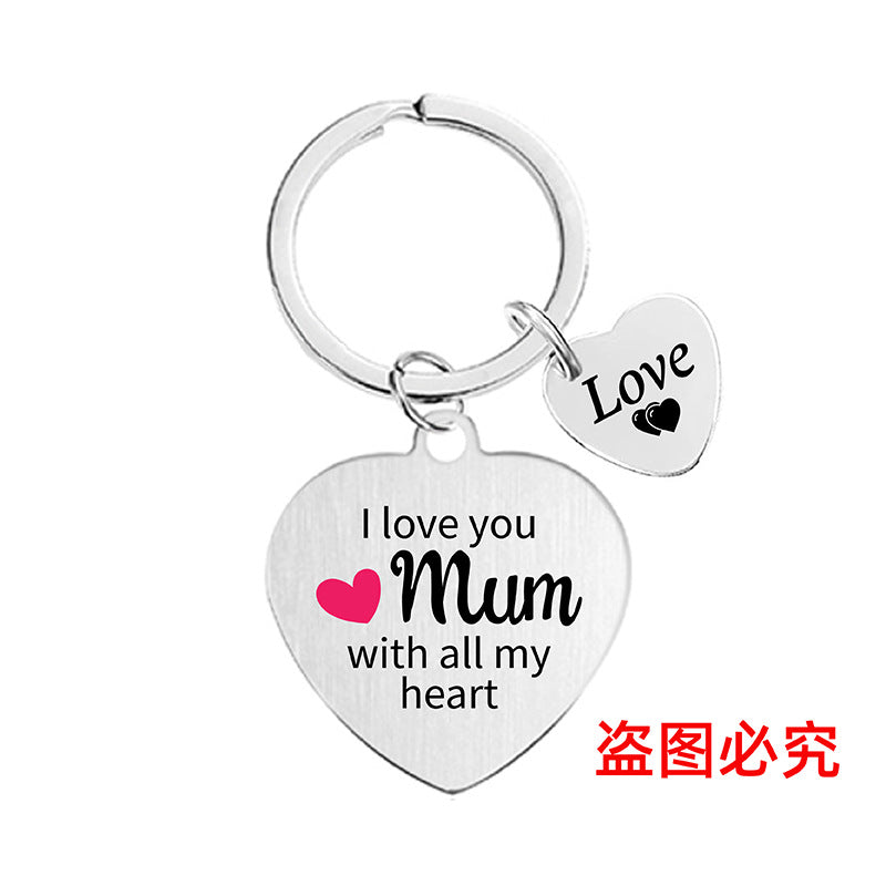 Wholesale Heart Color Print Family Affection Inspirational Holiday Gift Metal Keychain Creative Keychain ACC-KC-Ganggu020