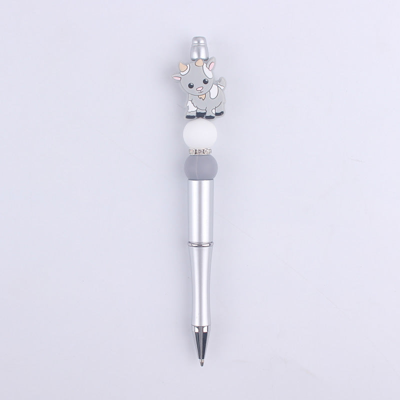 Wholesale Handmade Beaded Pen Cartoon Animal Cow Silicone Beaded Ballpoint Pen