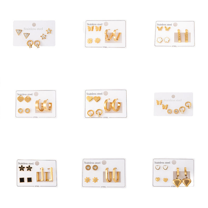 Wholesale Stylish Titanium Steel Love Earrings Set Fashion Jewelry for Party Wear