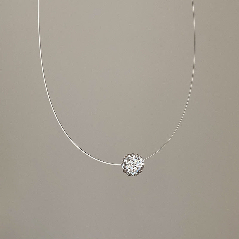 Wholesale Minimalist Style Crystal Zircon Pearl Pendant Fish Line Necklace Women' s Accessible Luxury Versatile Elegant Trendyy Neck Chain Clavicle Chain