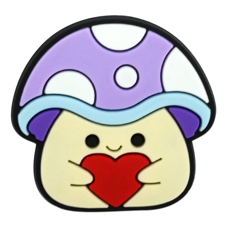 Wholesale   Random 100pcs Creative Cute cartoon mushroom series  PVC Soft Rubber Shoe Buckle Decoration