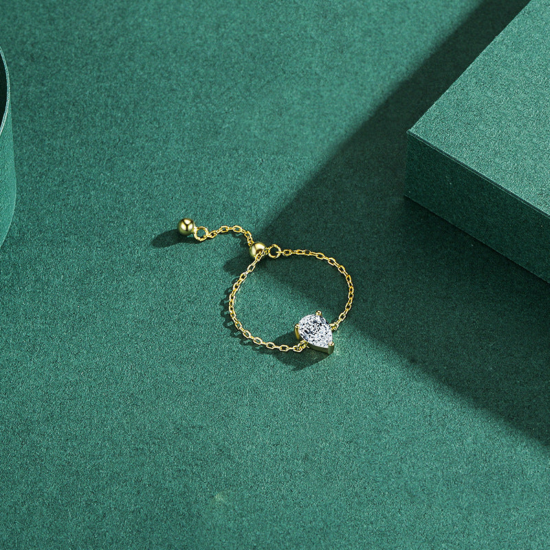 Wholesale s925 silver  water drop simulation diamond ring