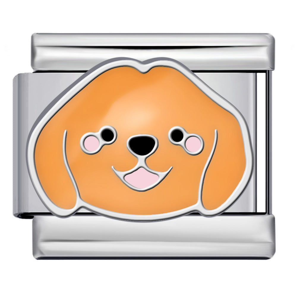 Wholesale 5pcs Italian Charm Bracelet 9mm DIY Splicing Cute Cartoon Dog Stainless Steel Composable Bracelet