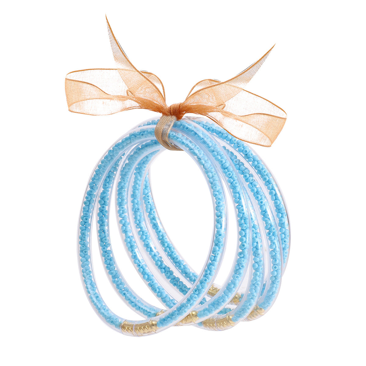 Wholesale Rice Beads Colorful Ribbon Plastic Silicone Tube Bracelet Jelly Bangles Beaded Bracelets ACC-BT-YTian005