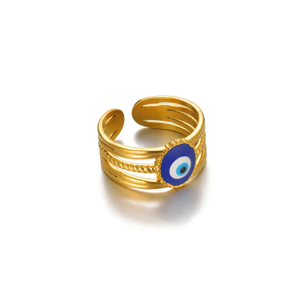 Wholesale Evil Eye Ring,  Blue Drip Oil Design,  Fashion Jewelry Accessory for Women,  Everyday Wear Gift