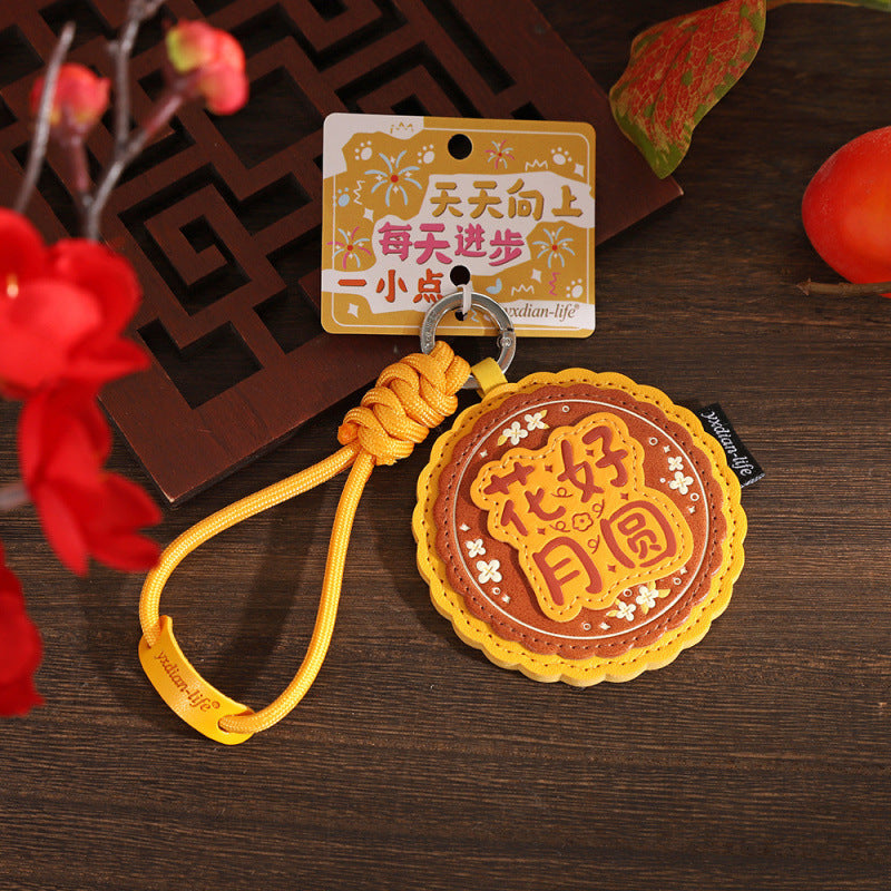 Wholesale Mid Autumn Rabbit Mooncake Leather Keychain Bag Charm Fashion Accessory Gift For Couples