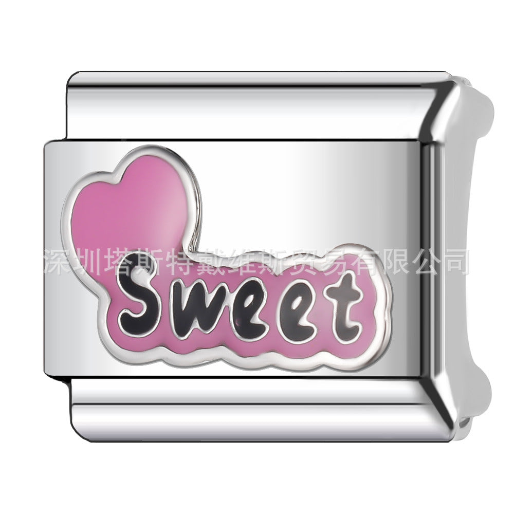 Wholesale  Italian Charm Bracelet 9mm DIY English Word Series Creative Stainless Steel Composable Bracelet