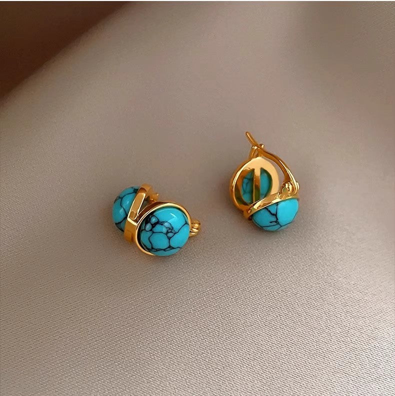 Wholesale Elegant  Sophisticated Four-Leaf Clover Turquoise Stud Earrings
