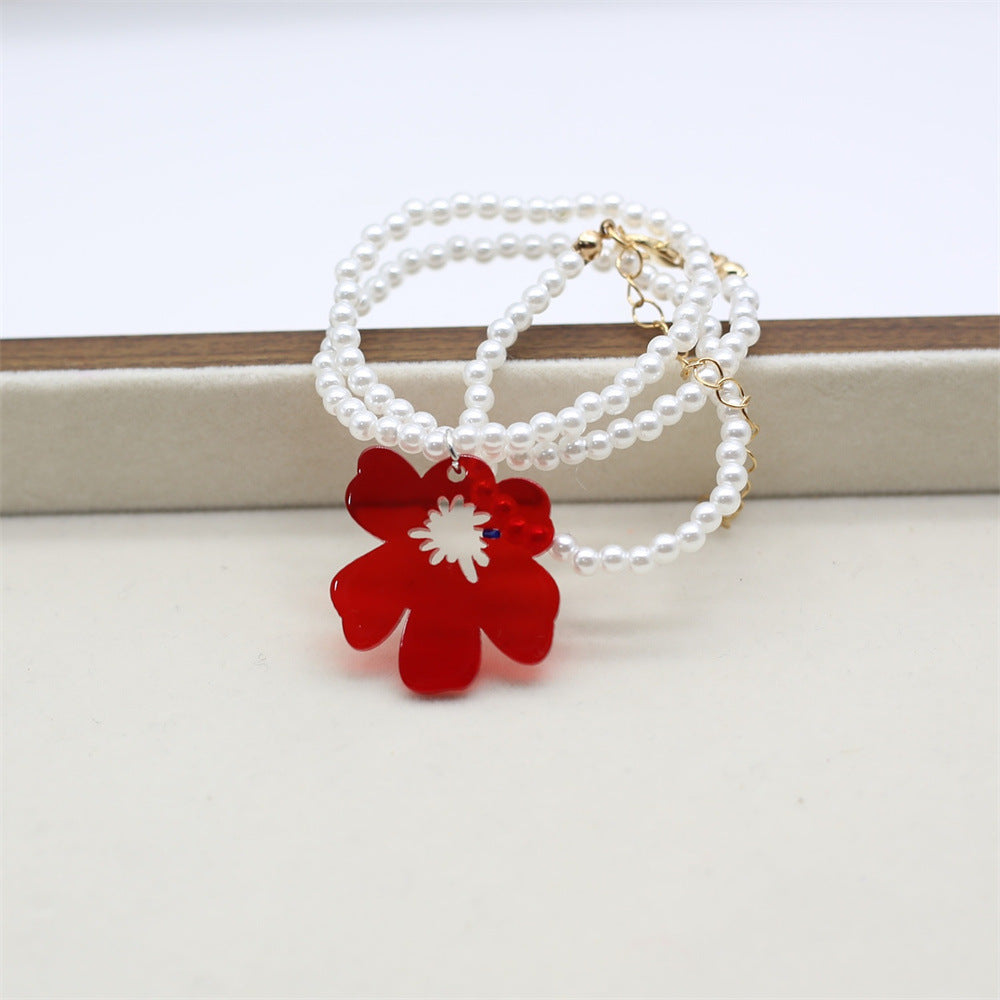 Wholesale Pearl Necklace Transparent Small Flower Series Pendant Necklace