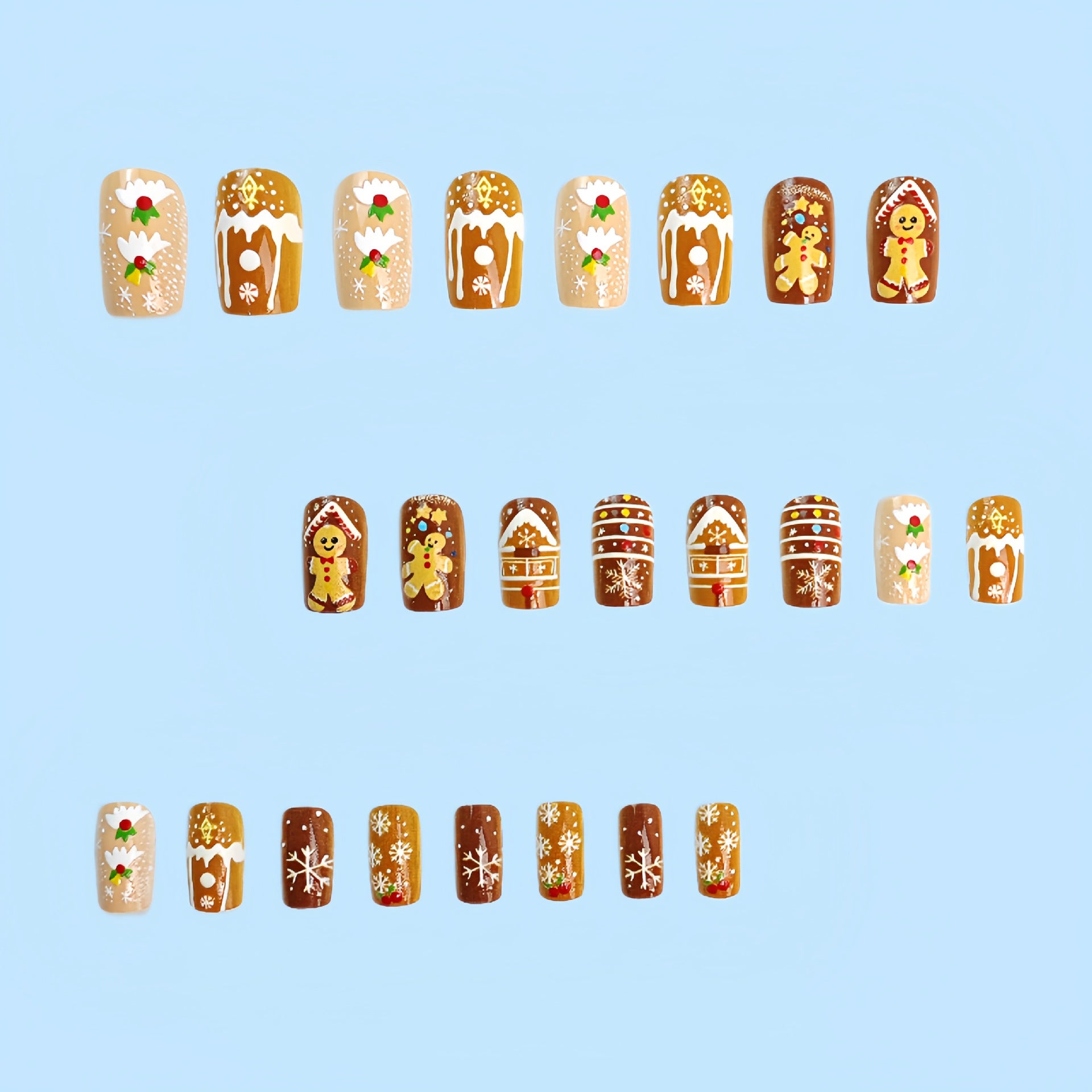 Wholesale 24 Pieces/  box Christmas Cookie Man Candy Igloo Nails Kits Nail Stickers