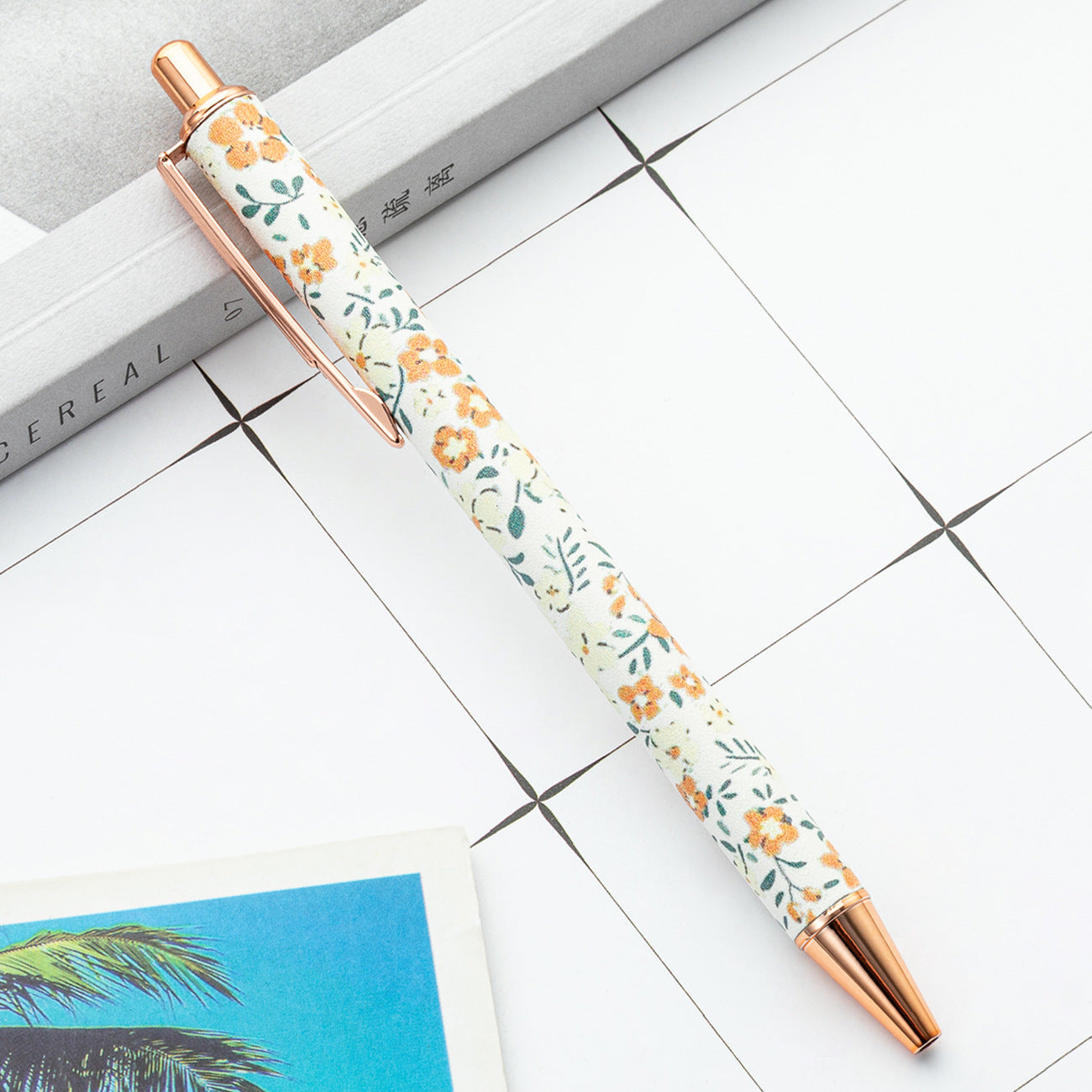 Wholesale Girl's Heart Flower Pen Small Fresh Press Foreskin Pen Gold Powder Press Ballpoint Pen ACC-PN-HuaHao001