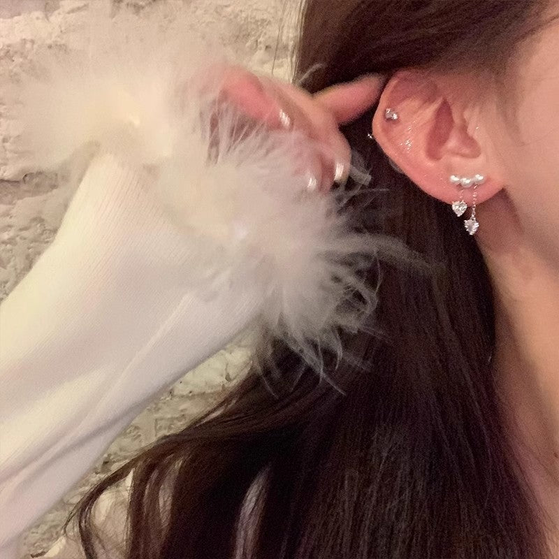 Wholesale Pearl Heart Light Luxury Earrings