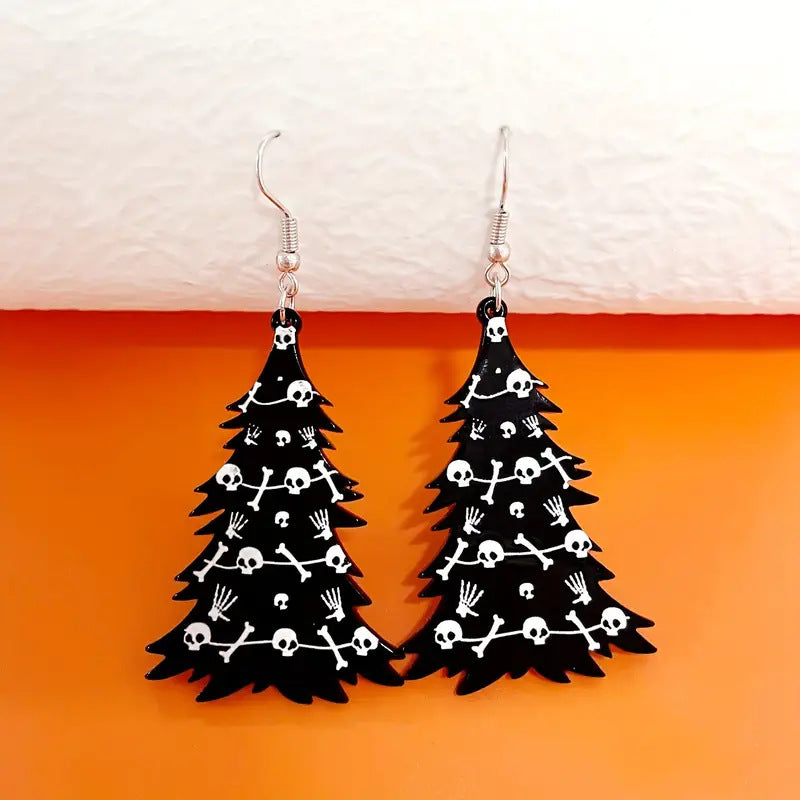 Wholesale Skull Halloween Christmas Tree Acrylic Earrings